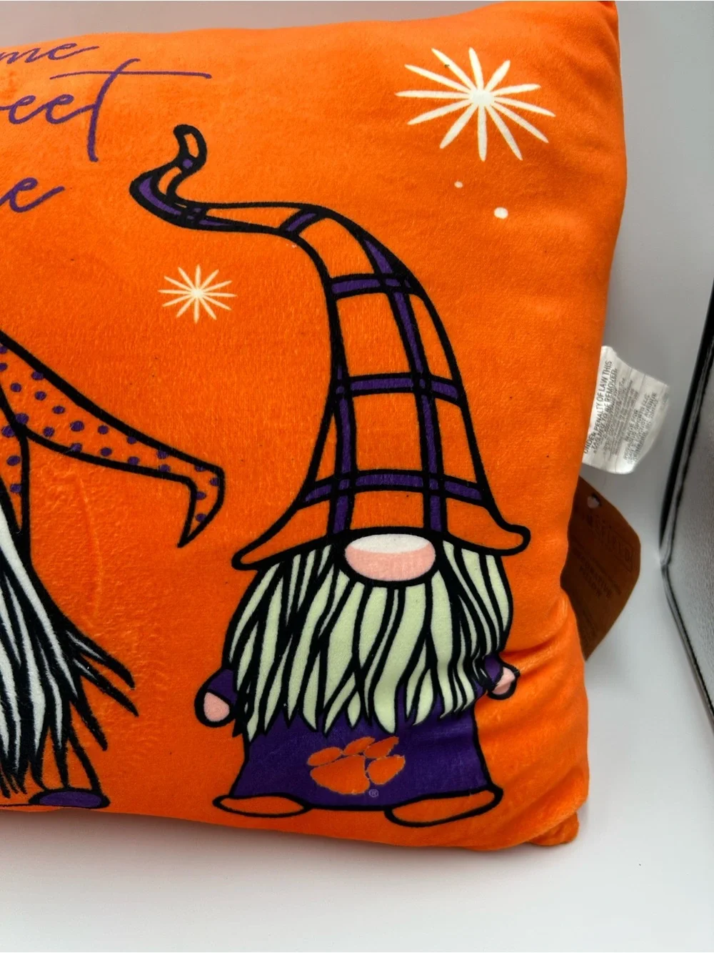 Orange 'Gnome Sweet Gnome'  Pillow - Clemson Tigers Accent